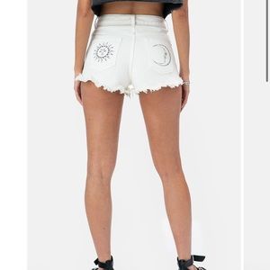 White Frayed Jean Shorts